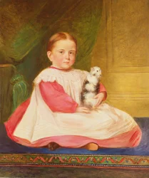 Kind mit Meerschweinchen, um 1870